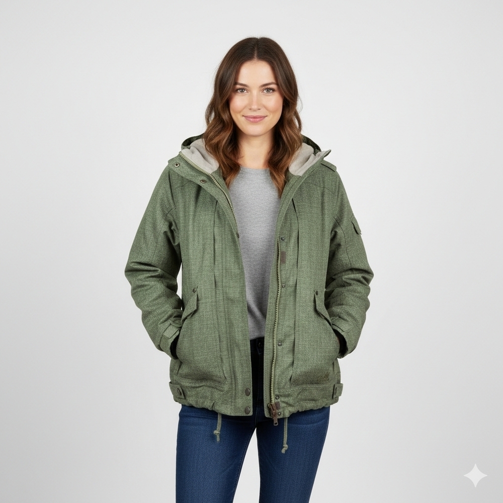 Arson Olive Utility Jacket with Hood Size Small